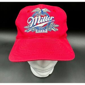 Miller Beer Hat Snapback Cap Brewing Embroidered Eagle One‎ Size Red NWOT VTG